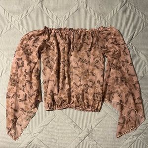 Vintage Y2K Rachael & Chloe Princess Sleeve Sheer Butterfly Blouse (M)